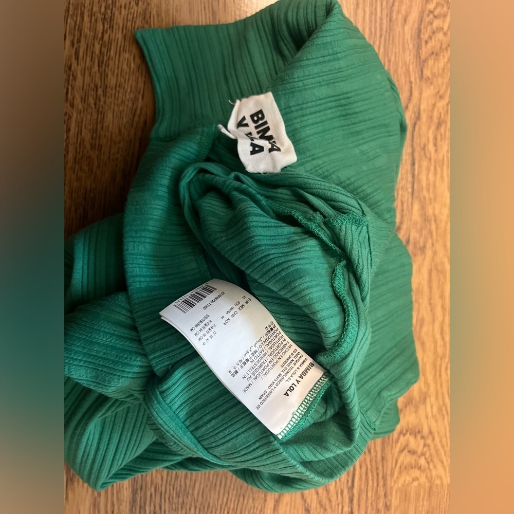 Bimba y Lola ribbed midi dress vibrant green xs fitted lightweight comfy beach - Picture 9 of 9